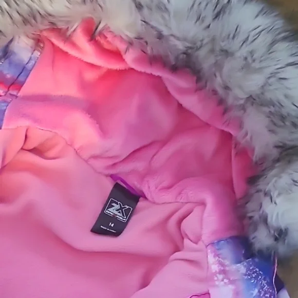 NWT! Girls Size 14 ZeroXposur Puffer Hooded Jacket Crystal Print